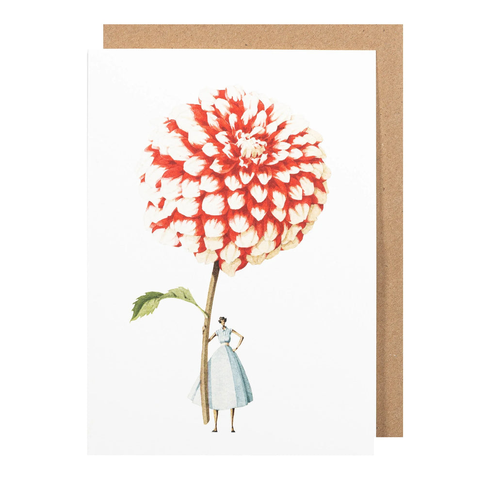 Laura Stoddart | Greeting Card - Red & White Dahlia
