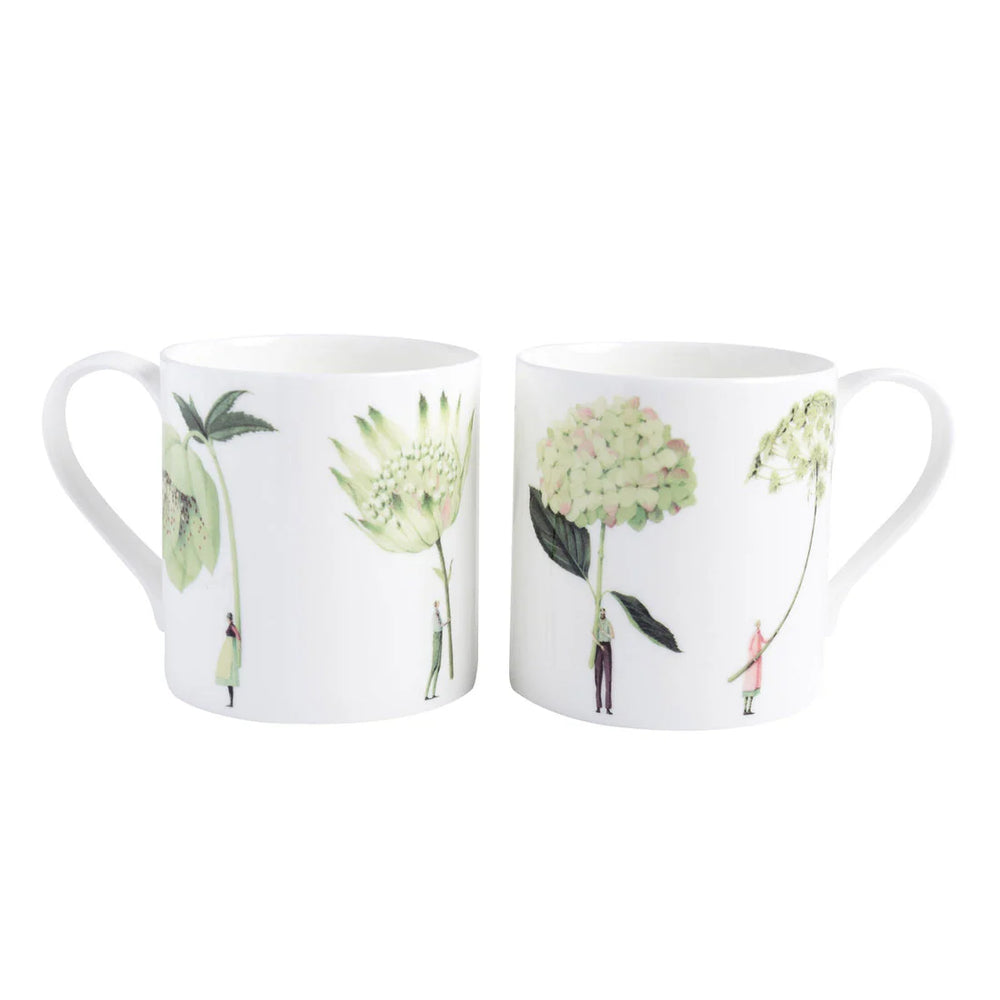 Laura Stoddart | Bone China Mug - Green Flowers