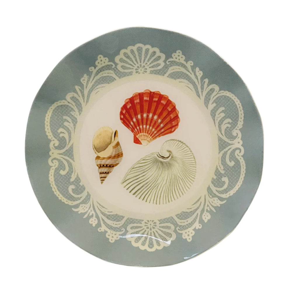Roomytown | Wavy Round Enamel Tray - Sea Shells