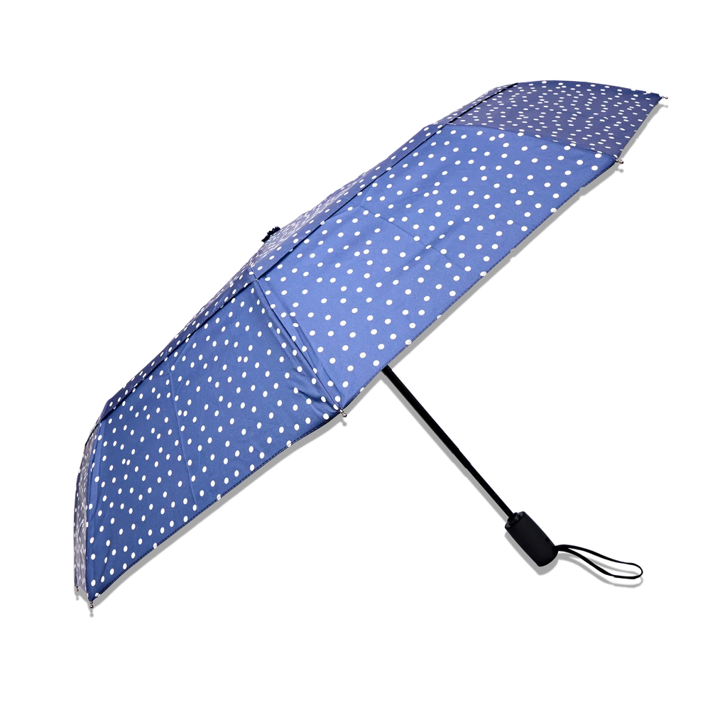 ROKA London | Waterloo Umbrella - Medium - Navy Polka Dot