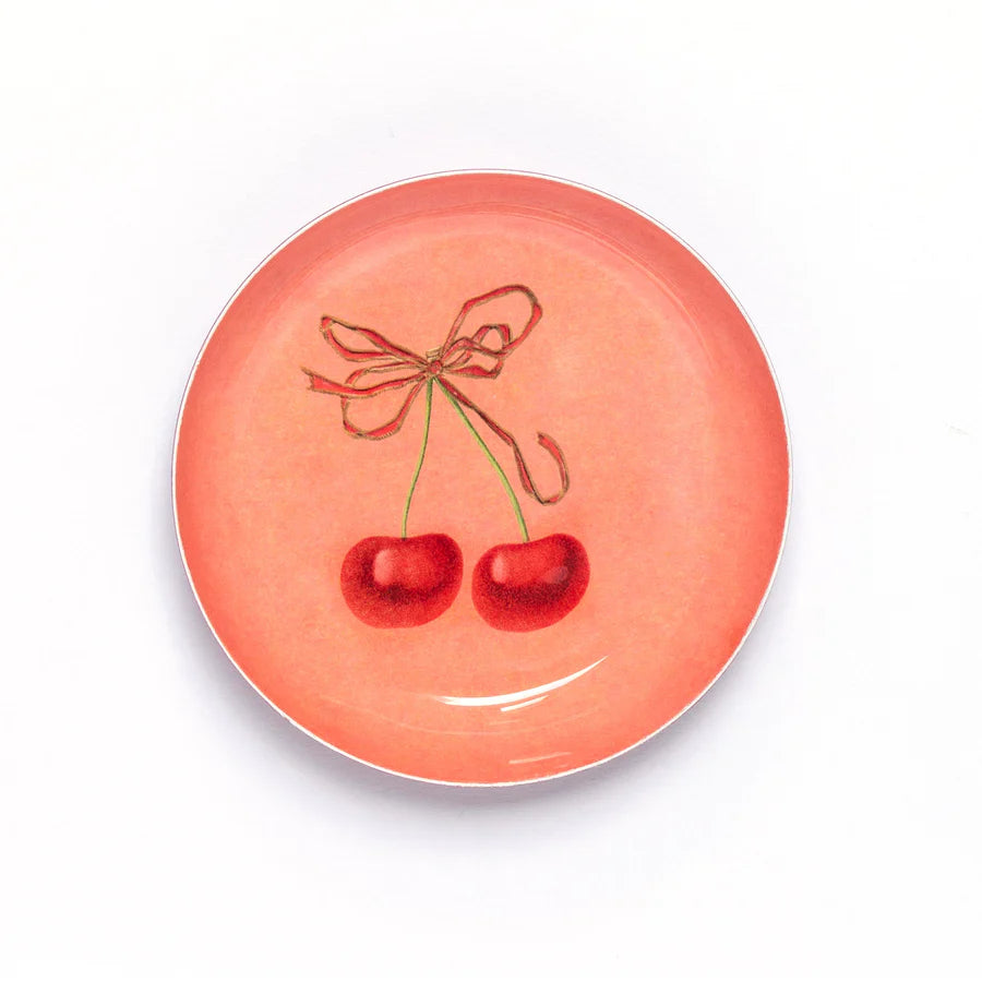Roomytown  | Round Enamel Tray - Cherry